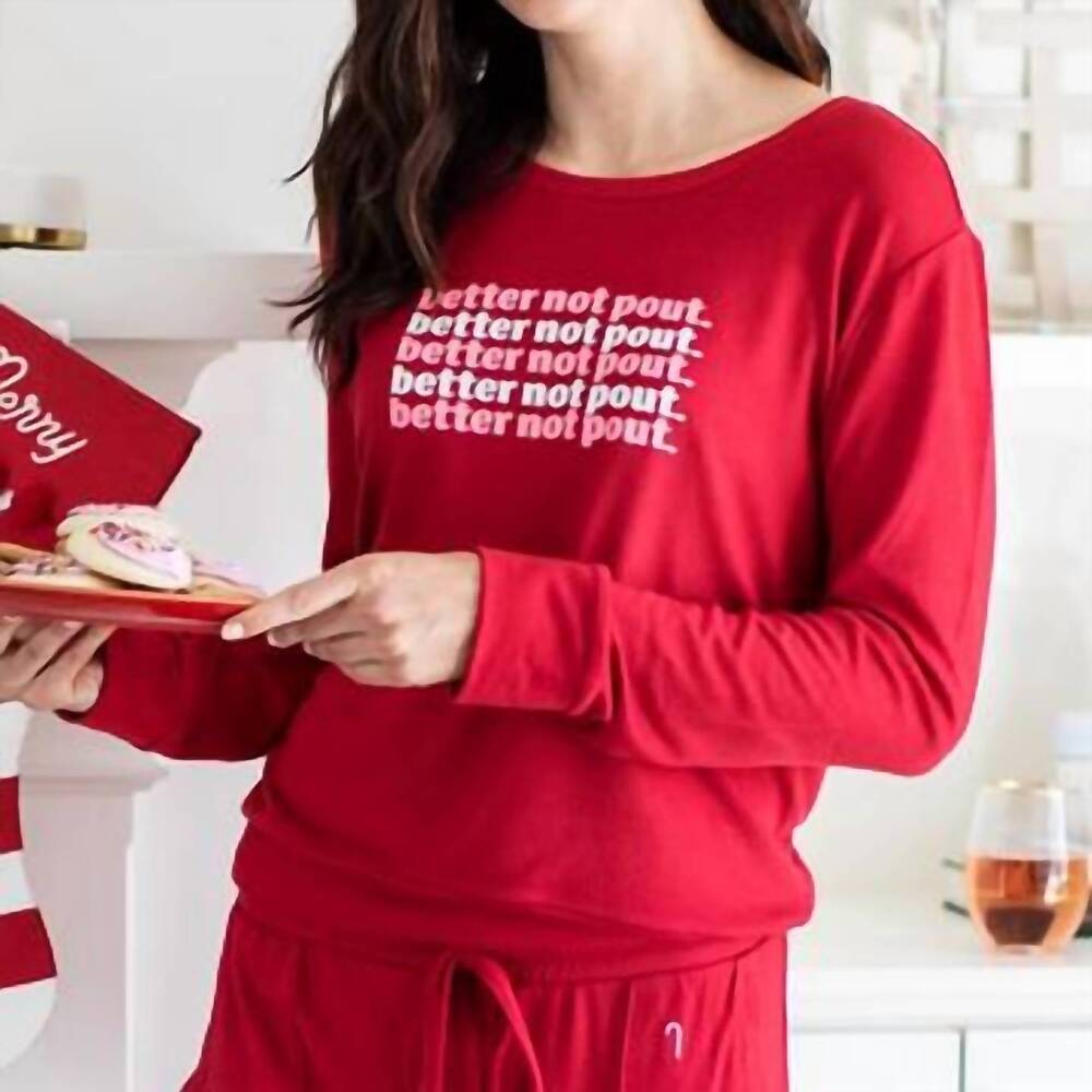 NEW HELLO MELLO women's better not pout lounge set in red